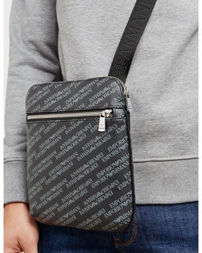 Emporio Armani All Over Logo Print Cross Body Bag 2024 www.alhudapk