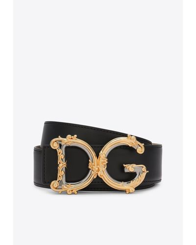 Dolce & Gabbana Dg Baroque Leather Belt - Black