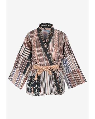 Ambre Babzoe Embellished Patterned Kimono Jacket - Multicolor