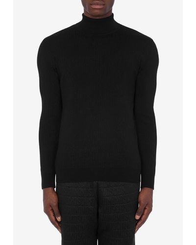 Moschino Jacquard Knit Turtleneck Sweater - Black