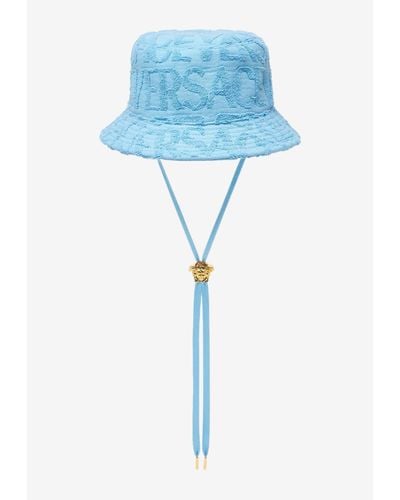 Versace Logo Jacquard Terry Bucket Hat - Blue
