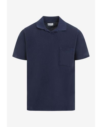 Universal Works Vacation Short-Sleeved Polo T-Shirt - Blue