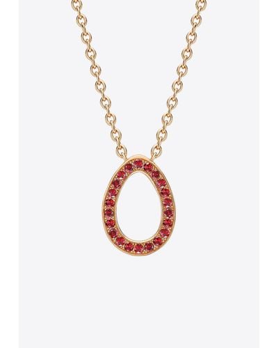 Faberge Sasha Ruby Egg Pendant Necklace - White