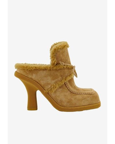Burberry Highland 90 Shearling Mules - Natural