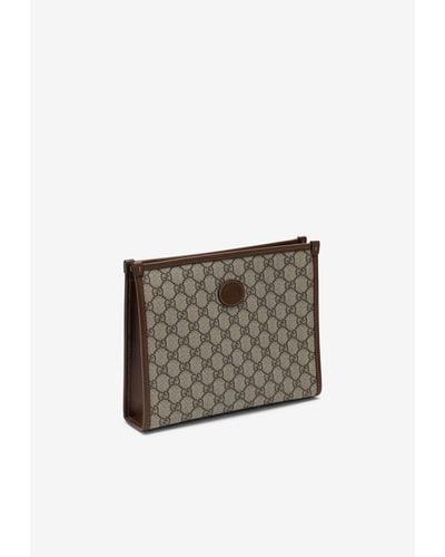 Gucci All-over Logo Print Pouch Bag - Brown