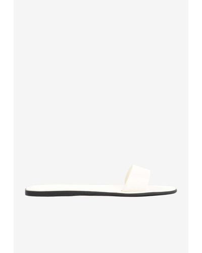 The Row Square-toe Leather Slides - White