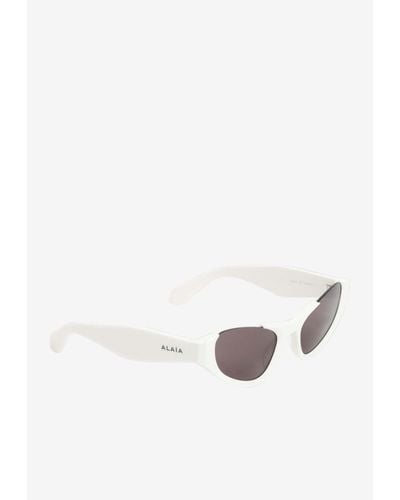 Alaïa Semi-Rimless Cat-Eye Sunglasses - White