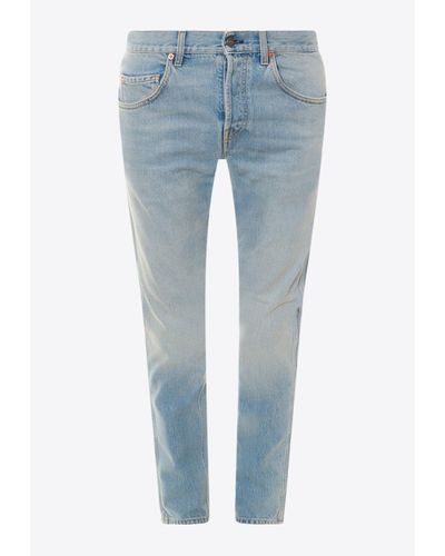 Gucci Iconic Horsebits Straight-Leg Jeans - Blue
