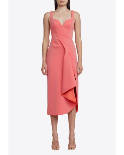 Acler Gowrie Draped Midi Dress - Red