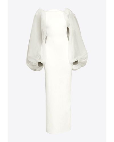 Solace London Karla Puff-Sleeved Maxi Dress - Natural