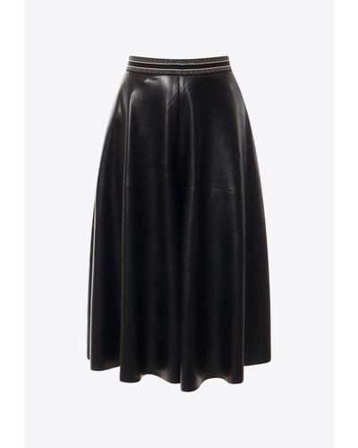 Mes Demoiselles Faux-Leather Midi Skirt - Black