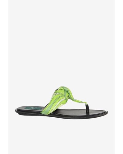 Emilio Pucci Fli Fiamme Print Sandals - Green