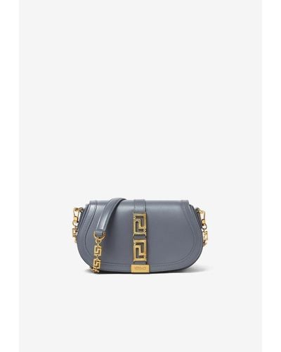 Versace Greca Goddess Leather Shoulder Bag - Blue