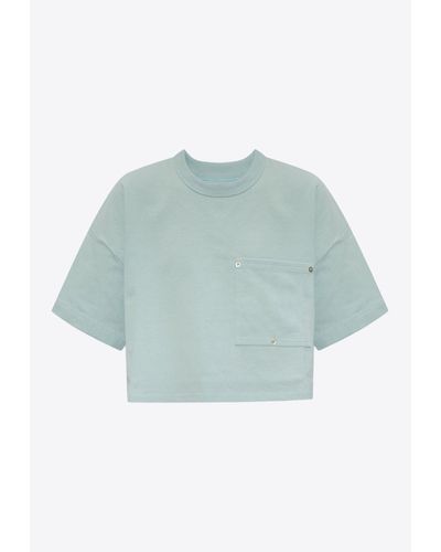 Bottega Veneta V Pocket Cropped T-Shirt - Blue