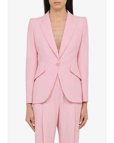 Alexander McQueen Single-Breasted Tailored Blazer - Pink