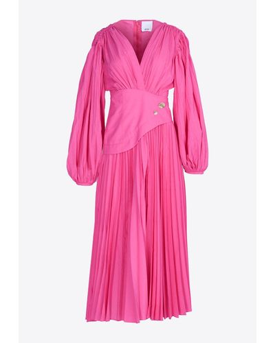 Acler Brooke Pleated Midi Dress - Pink
