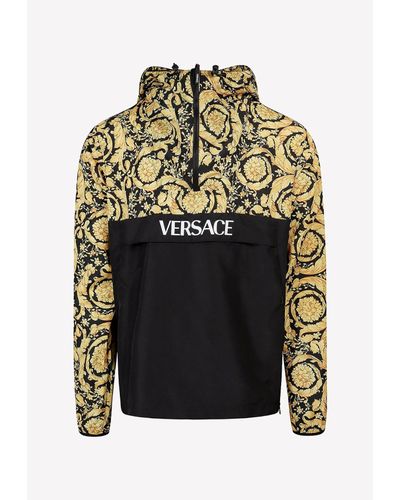 Versace Barocco Print Paneled Windbreaker Jacket - Yellow