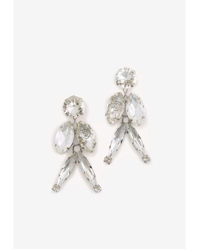 Emilio Pucci Crystal-Embellished Drop Earrings - White