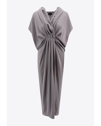 Giorgio Armani Draped Midi Dress - Gray
