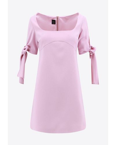 Pinko Bow-Sleeved Mini Dress - Pink
