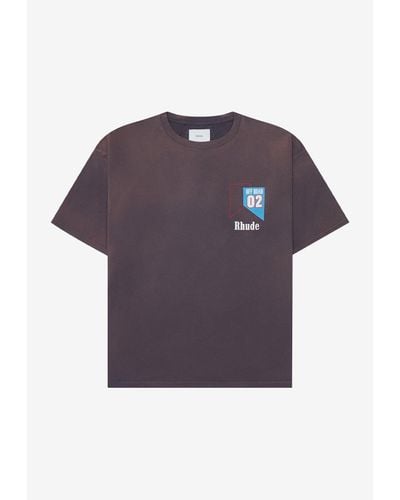 Rhude Logo Print Vintage T-Shirt - Blue