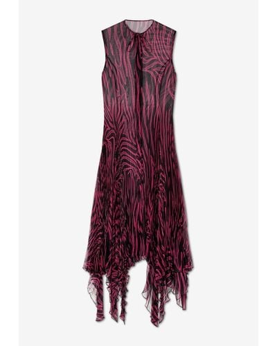 Versace Zebra Print Midi Shirt Dress - Purple