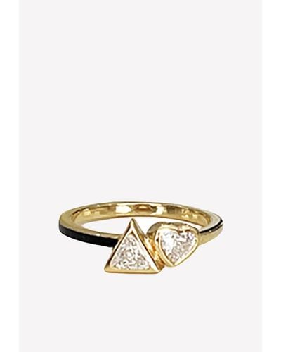 Alev Jewelry Trillion And Heart Diamond Paved Ring - White