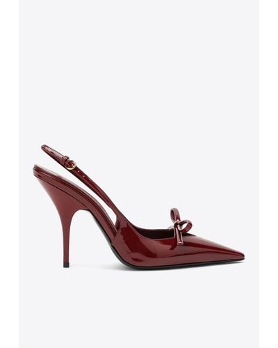 Miu Miu 100 Patent Leather Slingback Pumps With Bow Detail - Pink