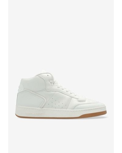 Saint Laurent Sl/08 High-Top Leather Sneakers - White