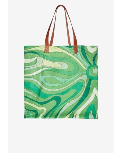 Emilio Pucci Large Marmo Print Tote Bag - Green