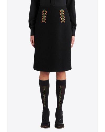 Etro Floral Embroidery Knee-Length Skirt - Black