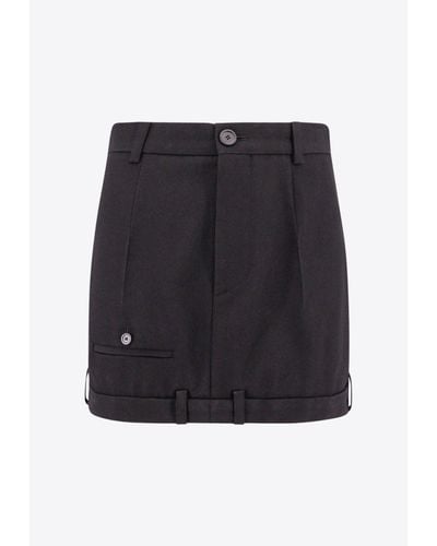 Balenciaga Deconstructed Wool Mini Skirt - Black