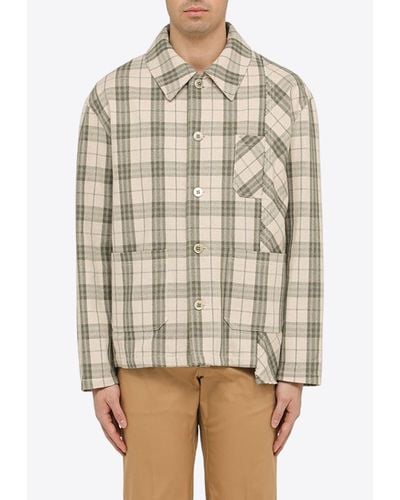 Golden Goose Checked Pattern Overshirt - Natural