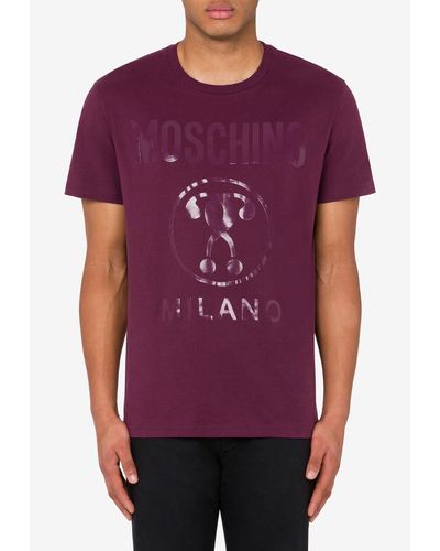 Moschino Double Question Mark Printed T-Shirt - Purple