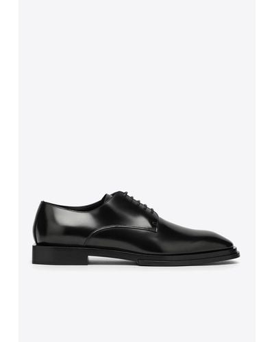 Alexander McQueen Leather Lace-Up Oxford Shoes - Black