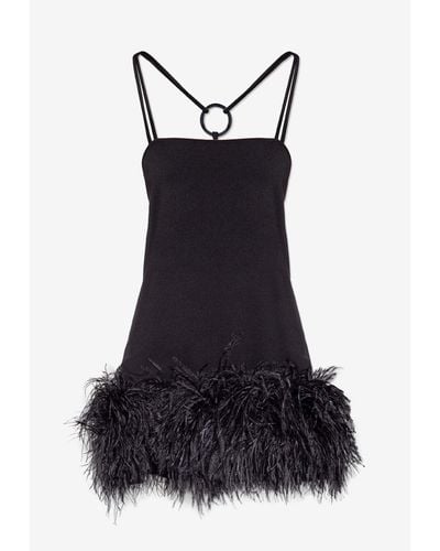 The Attico Fujiko Feather-Embellished Mini Dress - Black