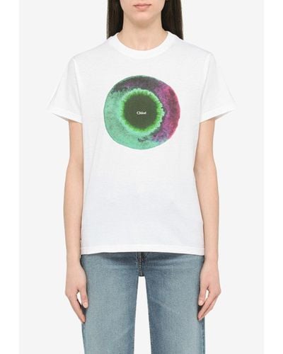 Chloé Cosmo Print Short-sleeved T-shirt - Green