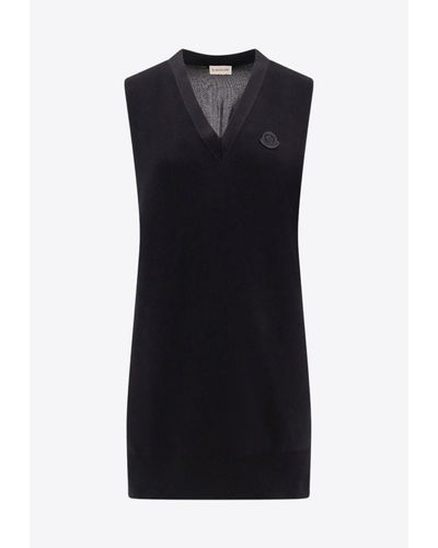 Moncler V-Neck Sleeveless Dress - Black