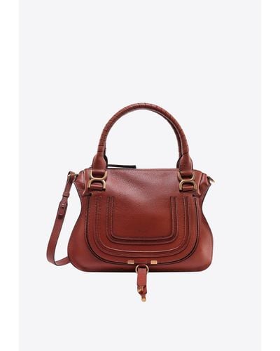 Chloé Marcie Leather Top Handle Bag - Red