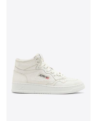 Autry Medalist High-Top Leather Sneakers - White