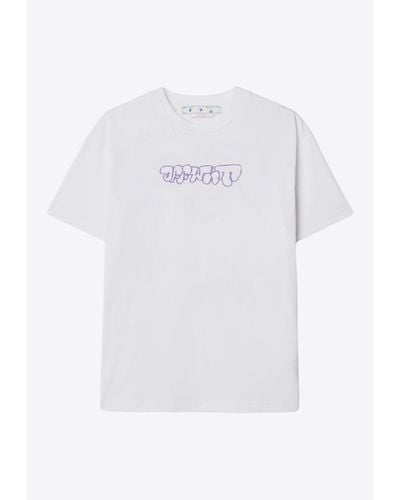 Off-White c/o Virgil Abloh Embroidered Sketch Short-Sleeved T-Shirt - White