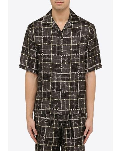 Amiri Chain-Pattern Silk Shirt - Black