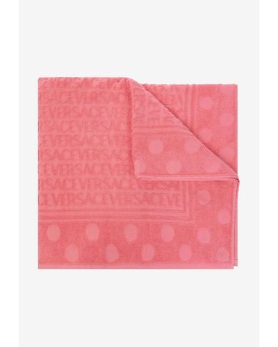 Versace All-Over Polka Dot Bath Towel - Pink
