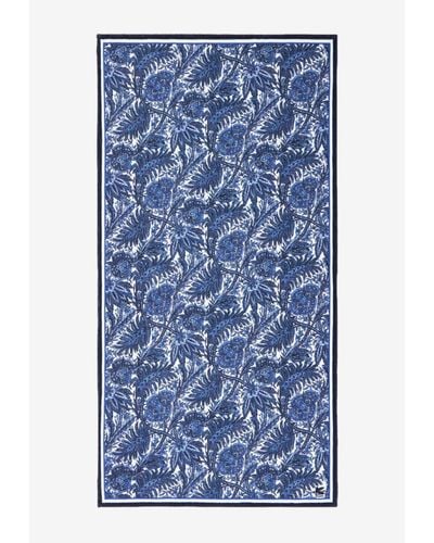 Etro Floral Print Beach Towel - Blue