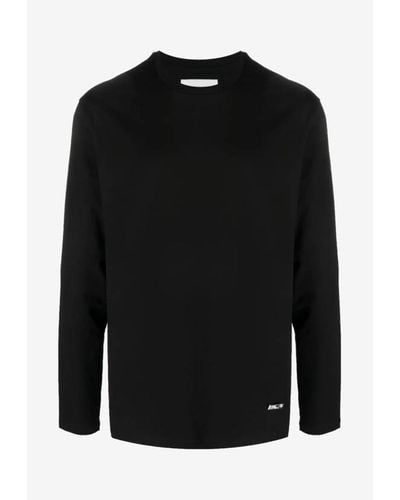 Jil Sander Long Sleeved T-Shirt With Logo Pin - Black