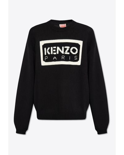 KENZO Logo-Printed Crewneck Sweatshirt - Black