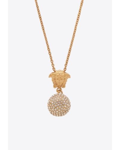 Versace Medusa Crystal Ball Necklace - White