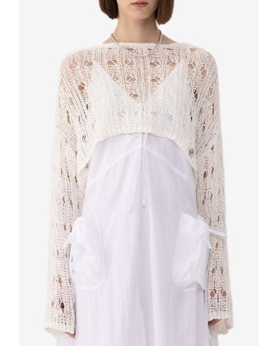 SJYP Open Knit Long-Sleeved Top - White