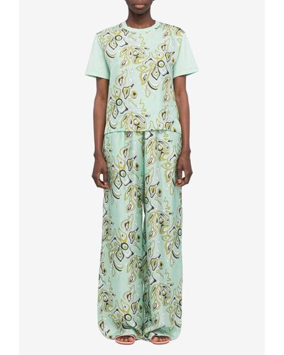 Emilio Pucci Africana Print Silk Twill Trousers - Green