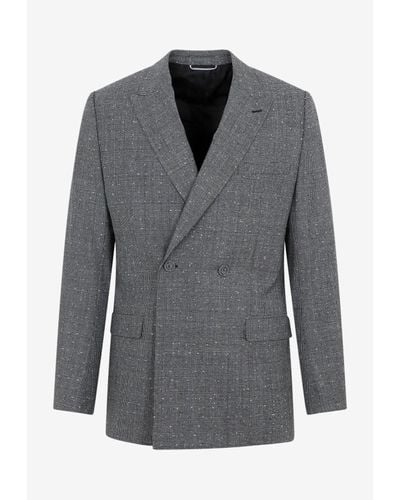 Dior Prince Of Wales Double-Breasted Blazer - Grey